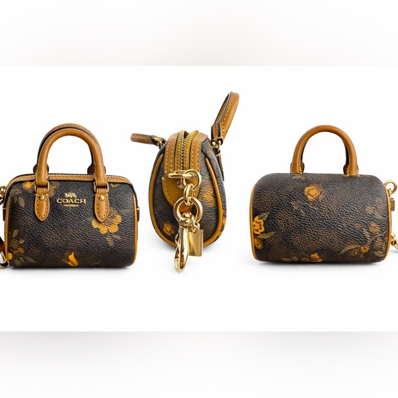 Coach Mini Rowan Bag Charm / Keychain in Signature Canvas with Floral Print Bag - Picture 4 of 12